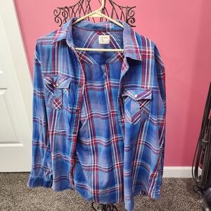 Blue and Red Plaid Men's Shirt